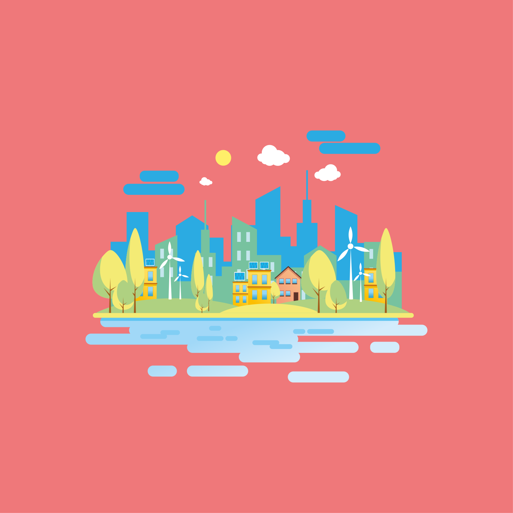 Poster zemlje i gradove moderni urbani krajolik - TenStickers