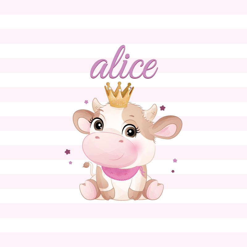 Poster personalizirani slatka krava princeza - TenStickers