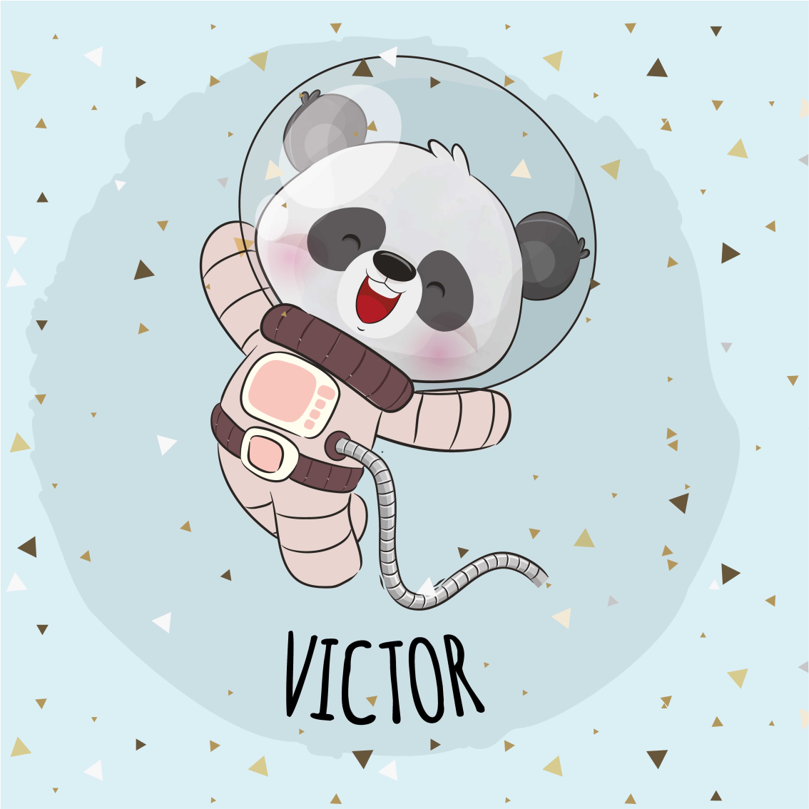 Poster personalizirani veseli svemirski panda - TenStickers