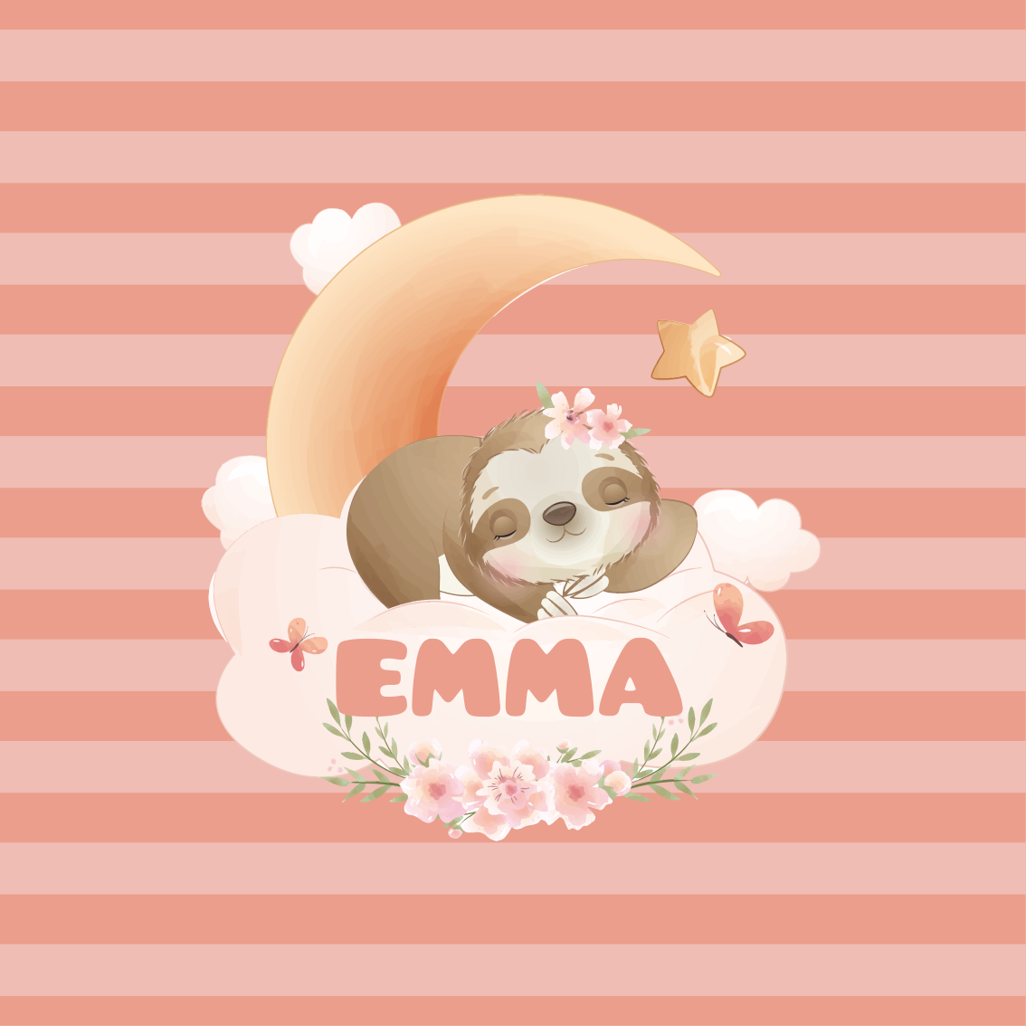Poster personalizirani lenjivac i mjesec - TenStickers