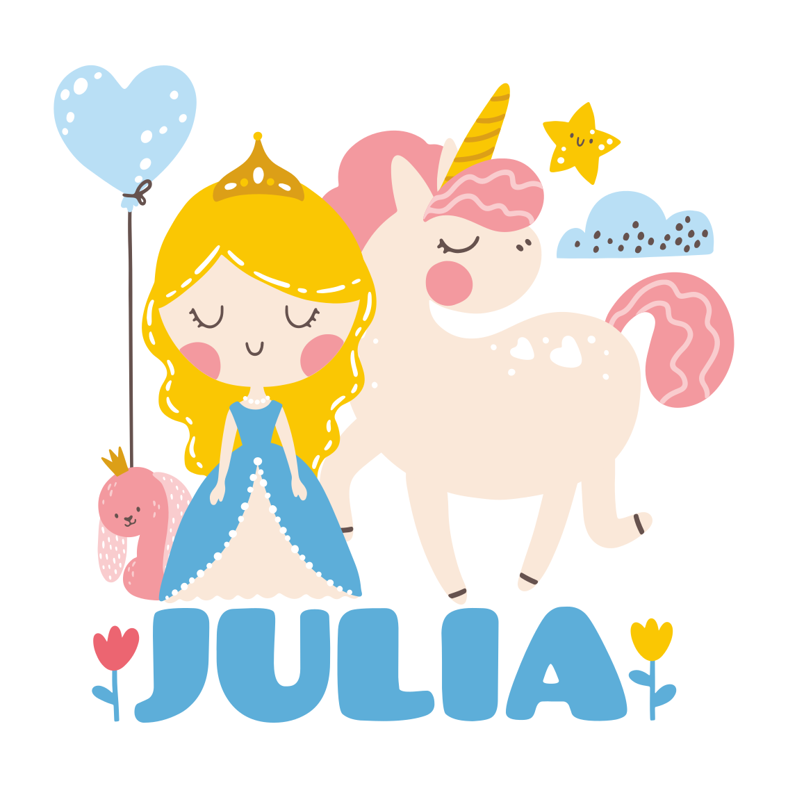 Poster personalizirani princeza s jednorogom - TenStickers