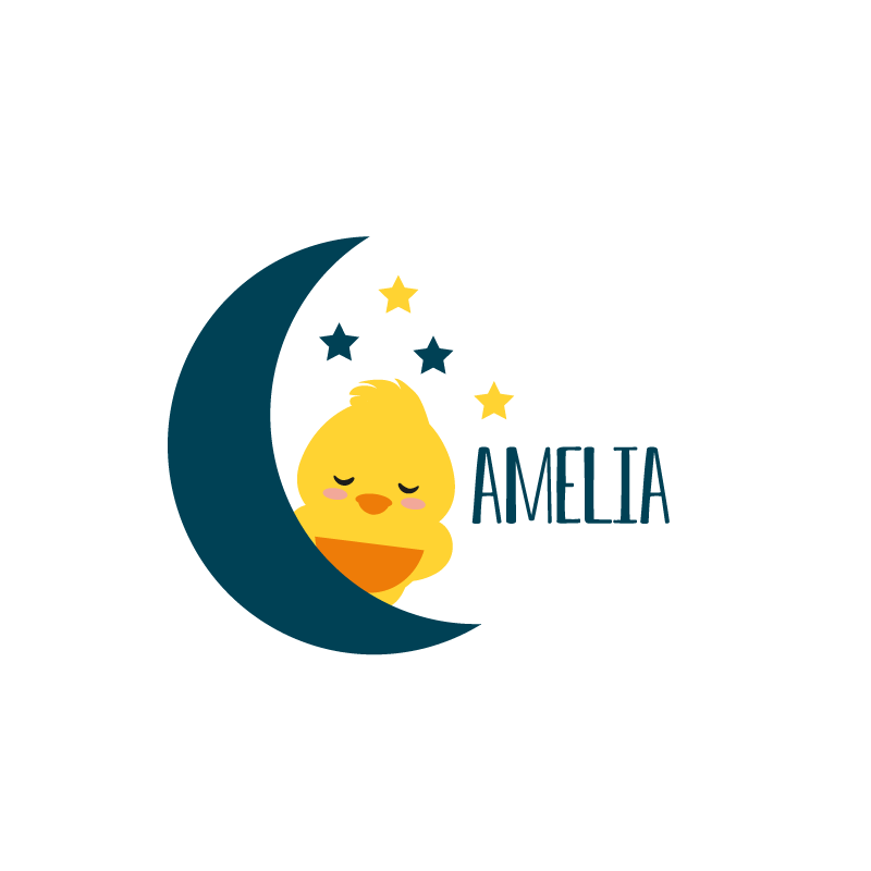 Poster personalizirani spavaća pile na mjesecu - TenStickers