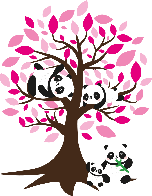 Poster drvo s naljepnicom zida panda djece - TenStickers