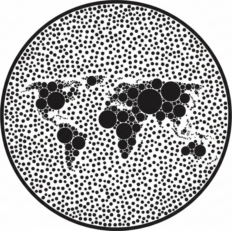 Poster karta svijeta s kružnim globalnim dizajnom - TenStickers