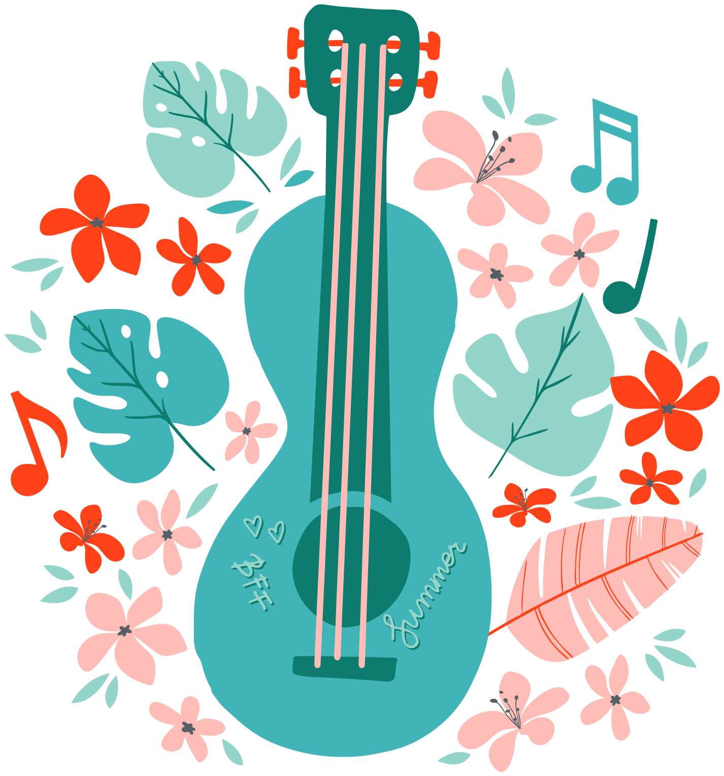 Poster glazba gitara s cvijećem - TenStickers