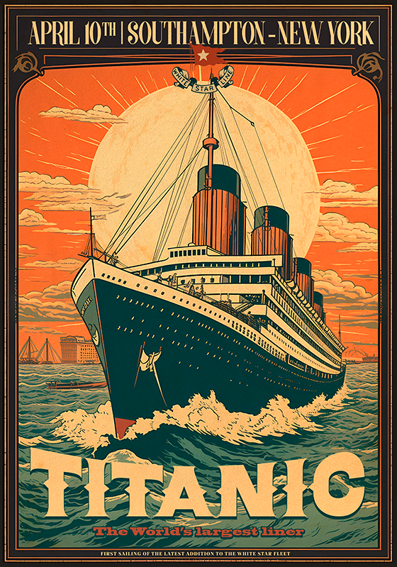 Poster berba grožđa titanicovo prvo putovanje - TenStickers