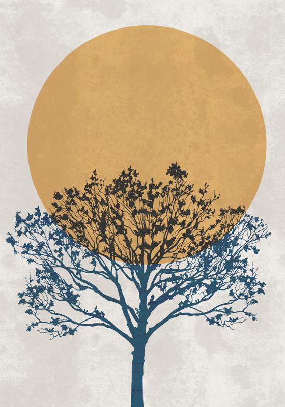 Poster drvo s izlaskom sunca - TenStickers