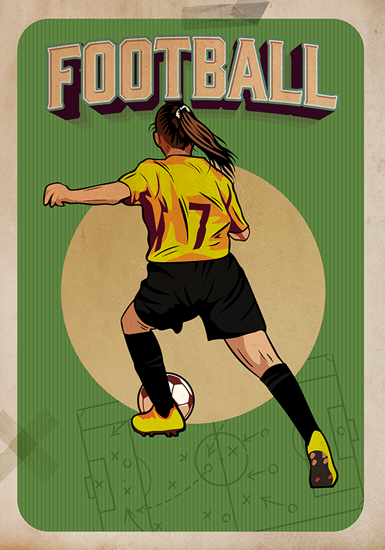 Poster fudbal retro za žene - TenStickers