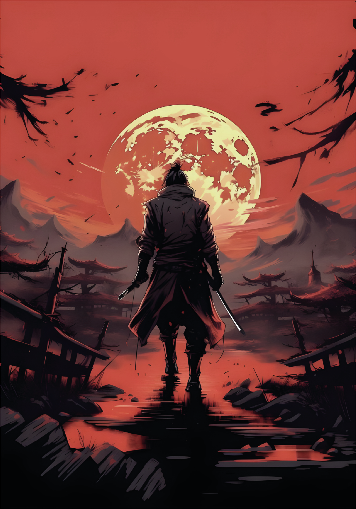 Poster tinejdžer anime silueta ratnika - TenStickers