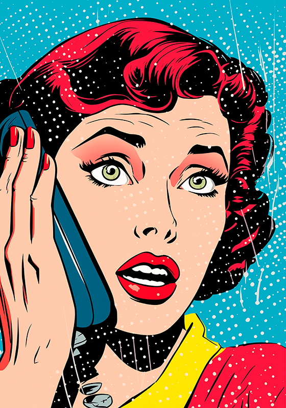 Pop art plakat žena na telefonu - TenStickers