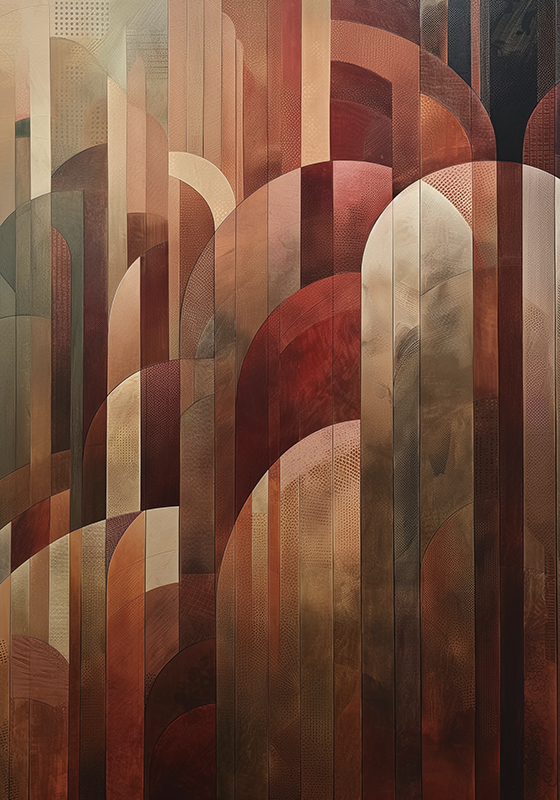 Art Deco plakat crveni oblici - TenStickers