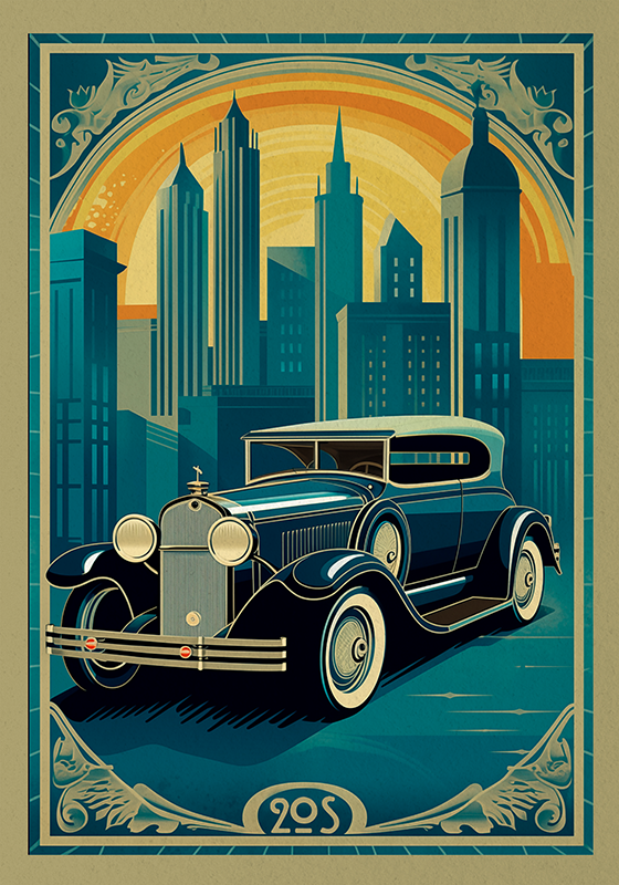 Art deco plakat automobila iz 20-ih godina - TenStickers