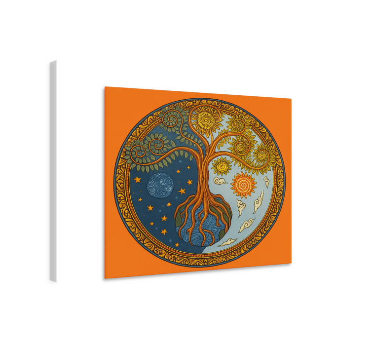 Slika na platnu dnevna soba duhovno drvo života - TenStickers