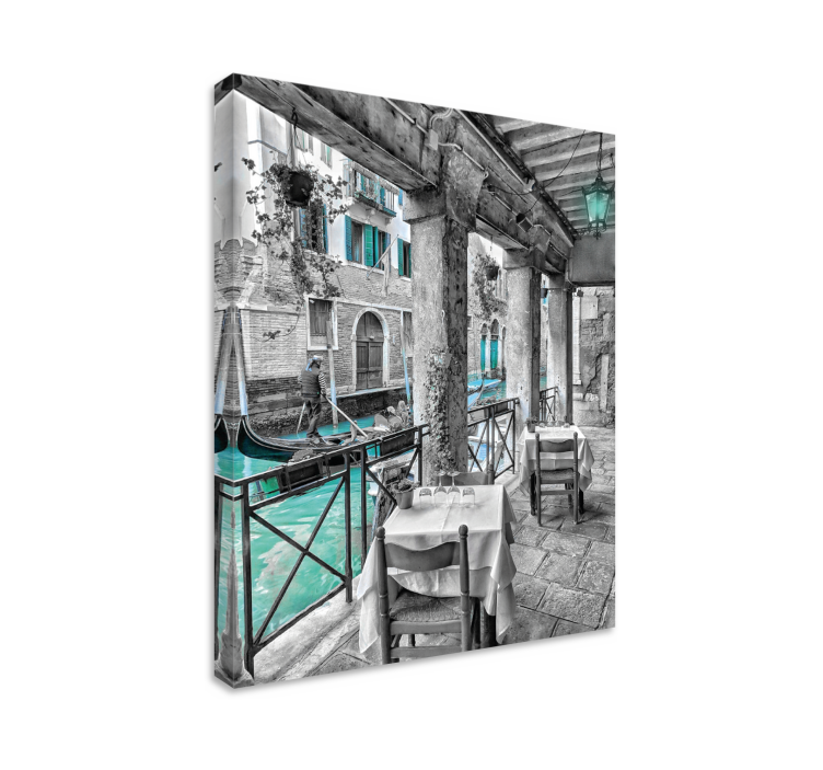 čovjek koji se vozi na brodu otisci gradskog platna u veneciji - TenStickers