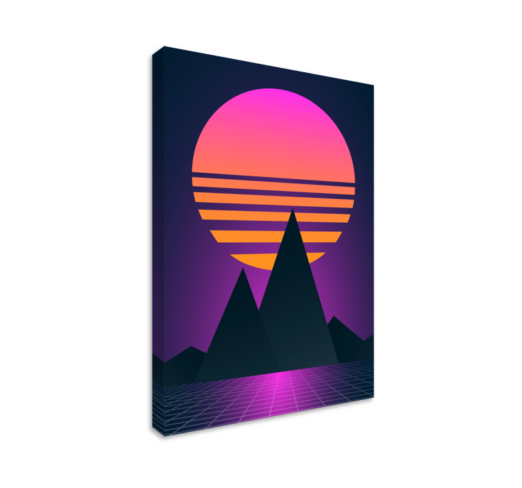 Slika na platnu berba zalazak sunca u synthwaveu - TenStickers