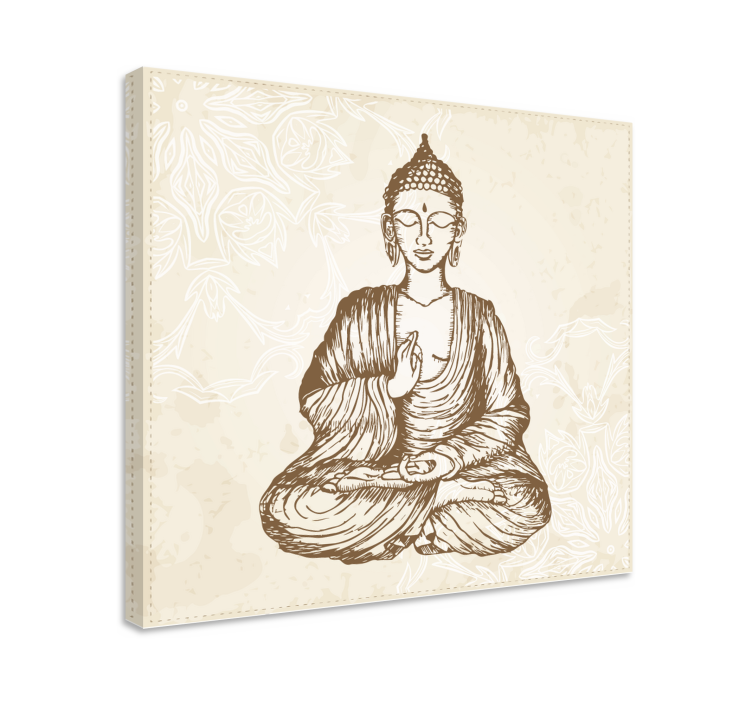 Zidna umjetnost buda vintage cvjetni buddha - TenStickers
