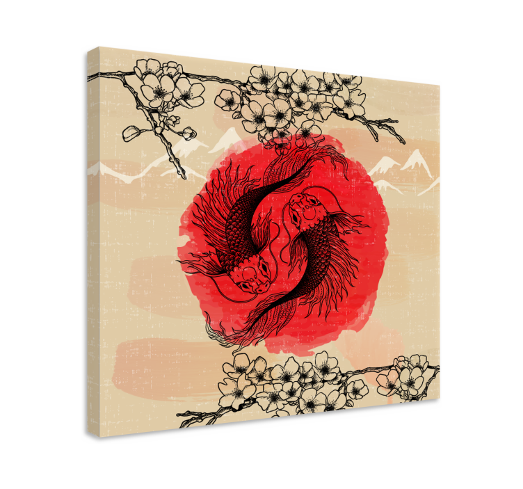 Ying yang ribe riba platno - TenStickers