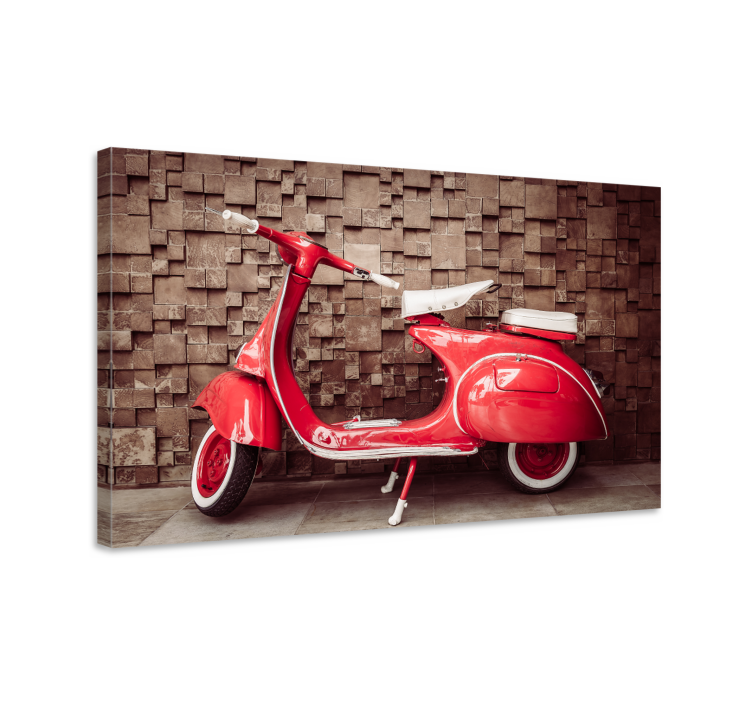 Crveni motocikl retro platno art - TenStickers