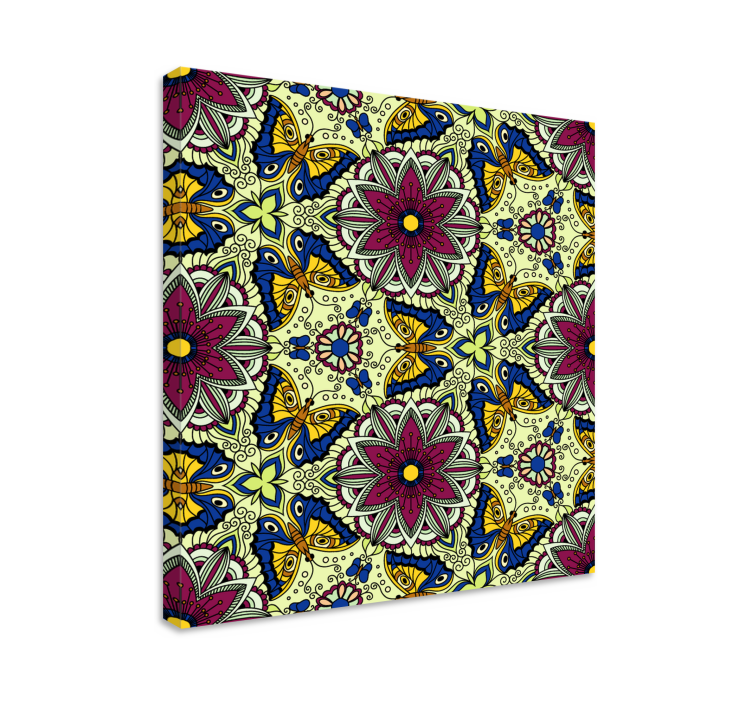 Slika na platnu cvijeće i biljke uzorak leptira - TenStickers