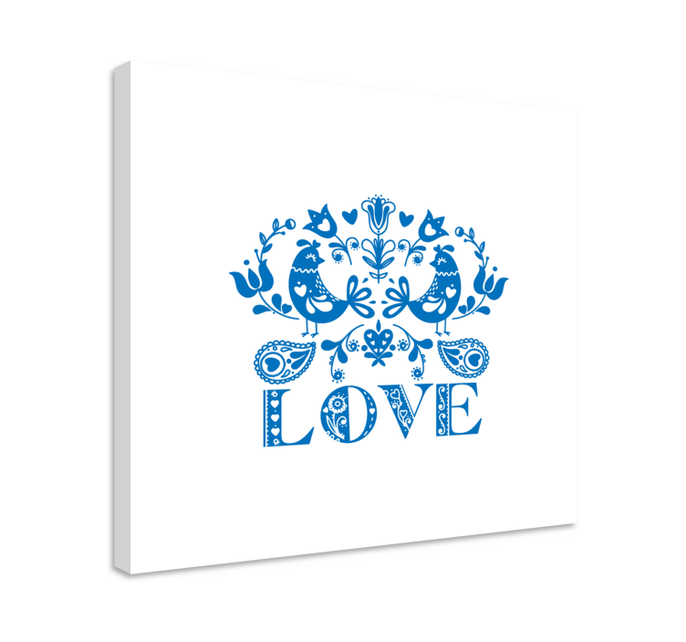 Slika na platnu stabla s pticama i cvjetnim uzorkom - TenStickers