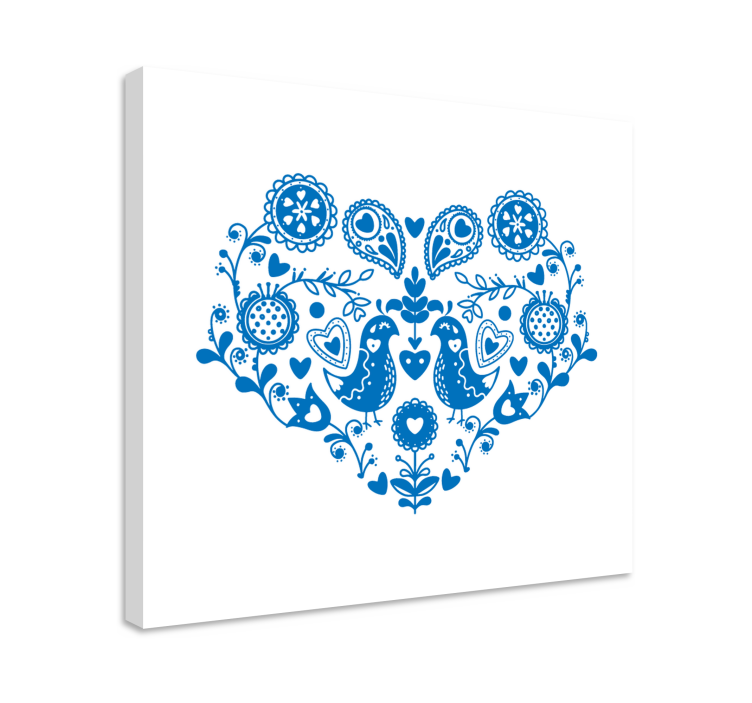 Slika na platnu voće s pticama u srcu - TenStickers