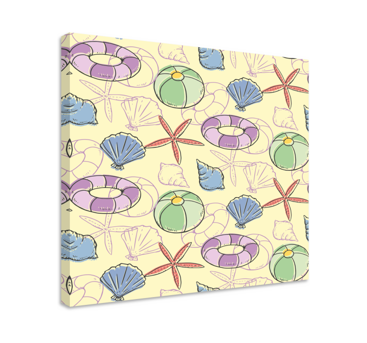 Slika na platnu more školjke i pojas za spašavanje - TenStickers