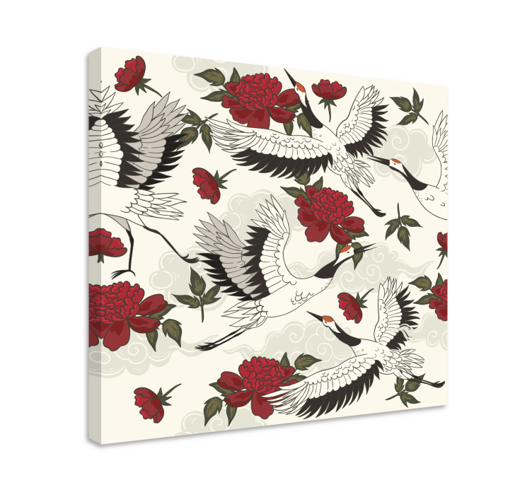 Slika na platnu mandala Ždralovi i cvjetovi - TenStickers