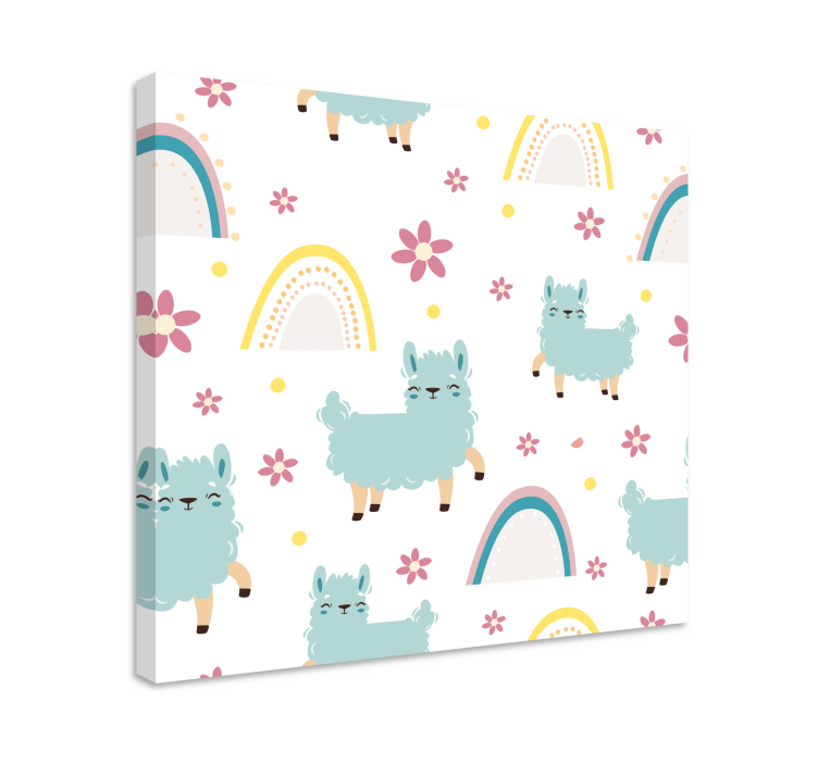 Slika na platnu životinje llama i cvijeće - TenStickers
