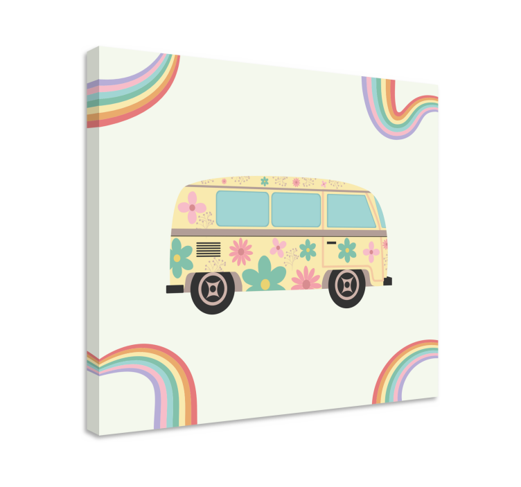Print na platnu cvjetni retro kombi - TenStickers