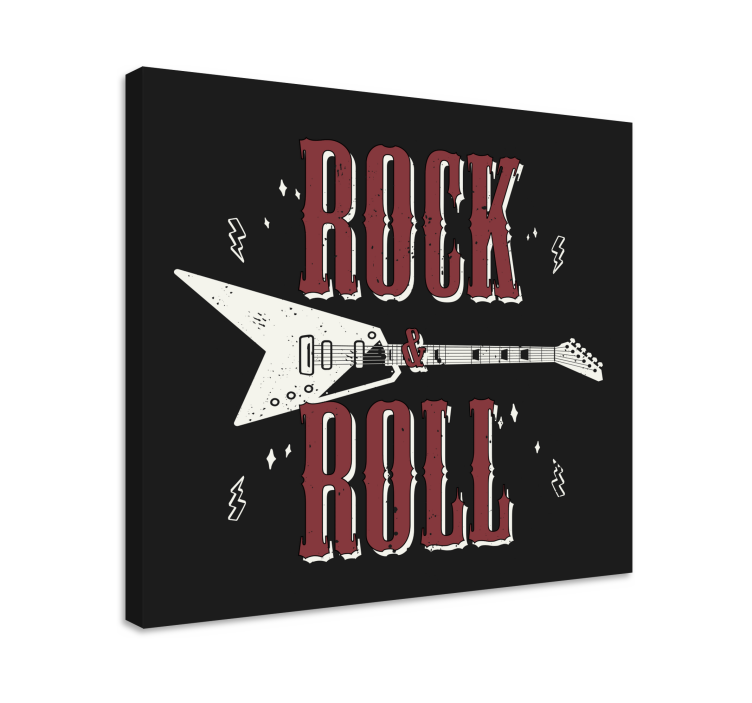 Rock n' roll s otiscima na zidu spavaće sobe s gitarom - TenStickers