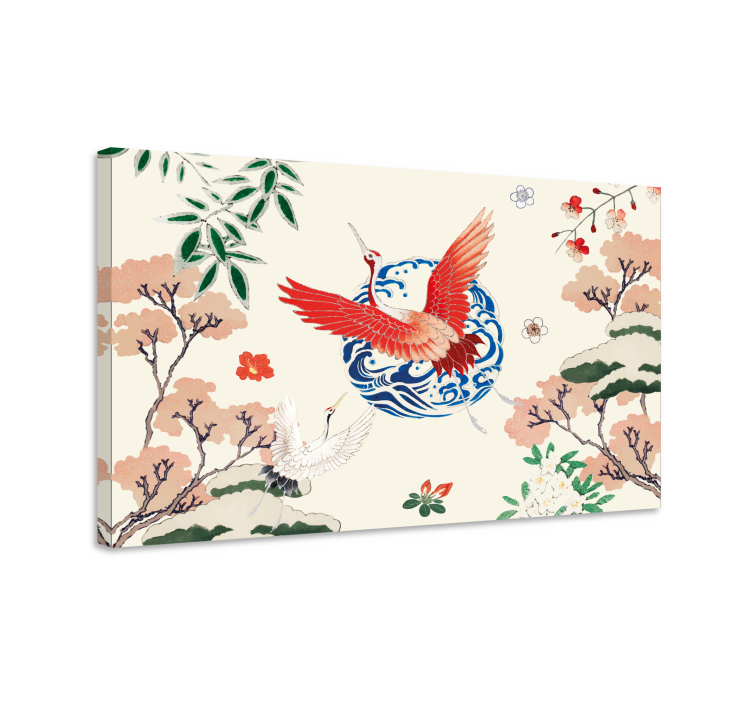 Chinoiserie crveno retro platno - TenStickers