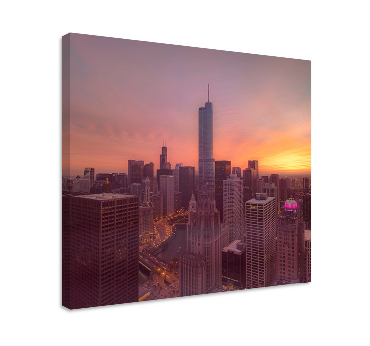 Slika na platnu gradova chicago skyline zalazak sunca - TenStickers