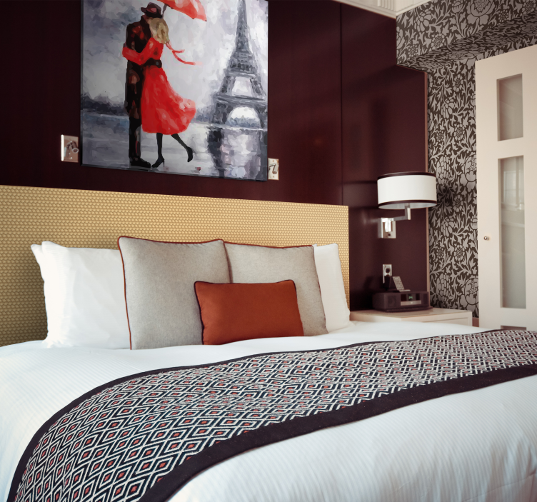 Personas enamorados torre eiffelov otisak platna - TenStickers