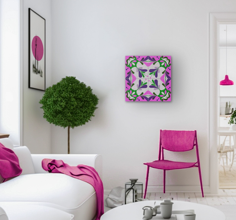 Slika na platnu berba ružičasta hidraulička pločica - TenStickers