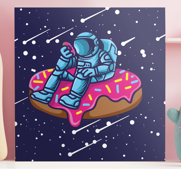 Astronaut donut lover otisak na zidu spavaće sobe - TenStickers