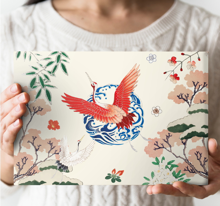 Chinoiserie crveno retro platno - TenStickers