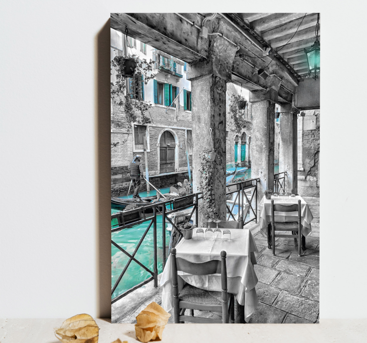 čovjek koji se vozi na brodu otisci gradskog platna u veneciji - TenStickers