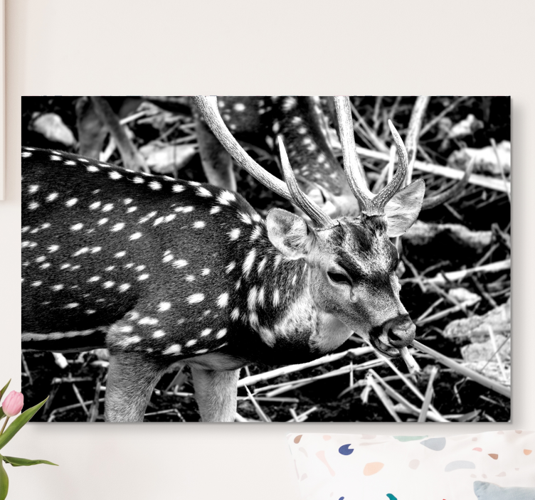 Crni jelen bijele točkice jelenovo platno - TenStickers