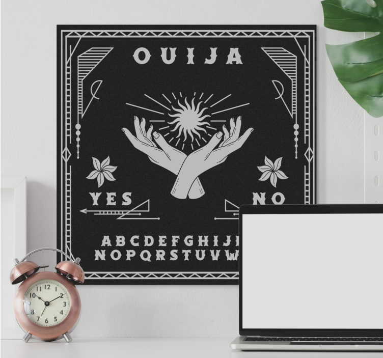 Crno-bijeli ouija board otisci na kućnom platnu - TenStickers