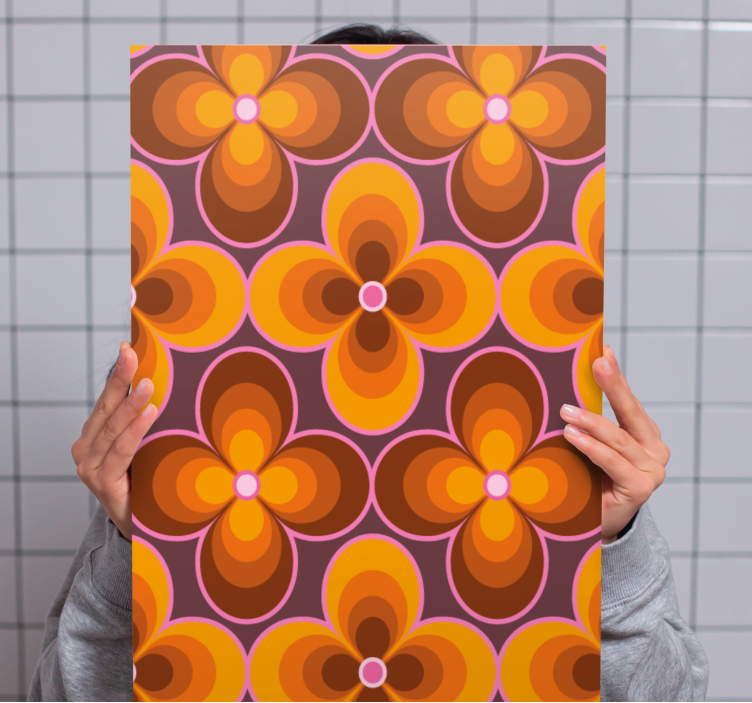 Cvijet retro groovy uzorak retro platno - TenStickers