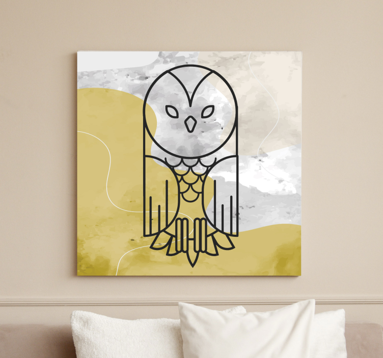 Geometrijska apstraktna sova ptica platno umjetnost - TenStickers