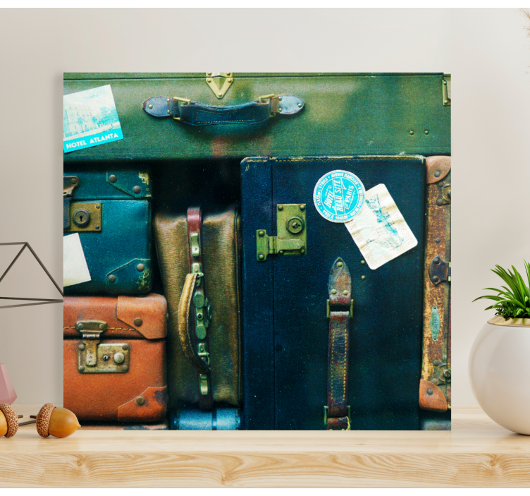 Lijepi vintage koferi otisci zidnih zidova spavaće sobe - TenStickers