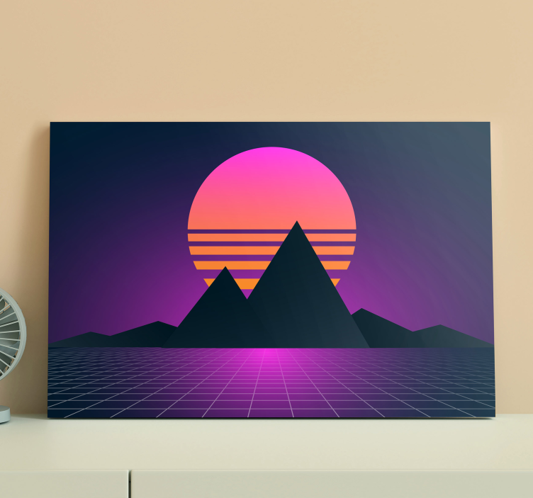 Slika na platnu berba synthwave planinski krajolik - TenStickers