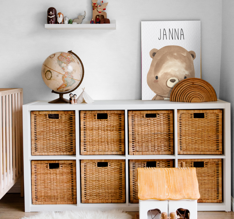 Slika na platnu dječja spavaća soba medvjedić s imenom - TenStickers