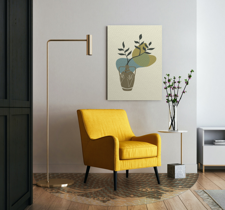 Slika na platnu cvijeće i biljke vaza s lišćem - TenStickers