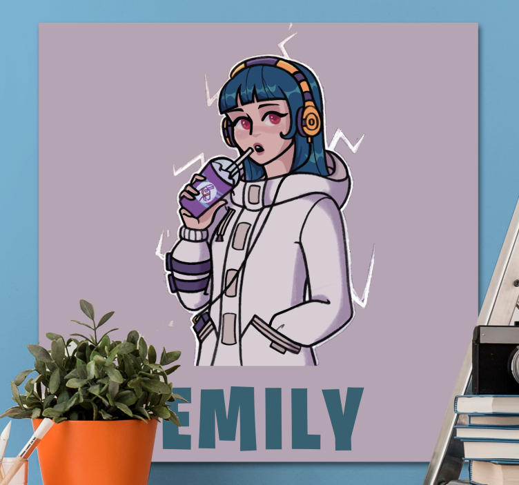 Slika na platnu narod djevojka sa slušalicama s imenom - TenStickers