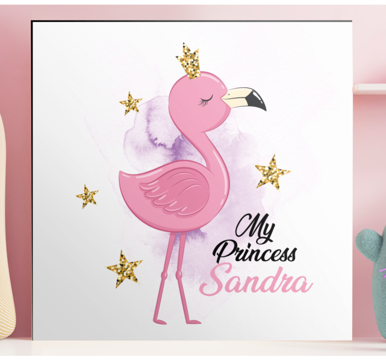 Slika na platnu životinje moja princeza flamingo sa imenom - TenStickers