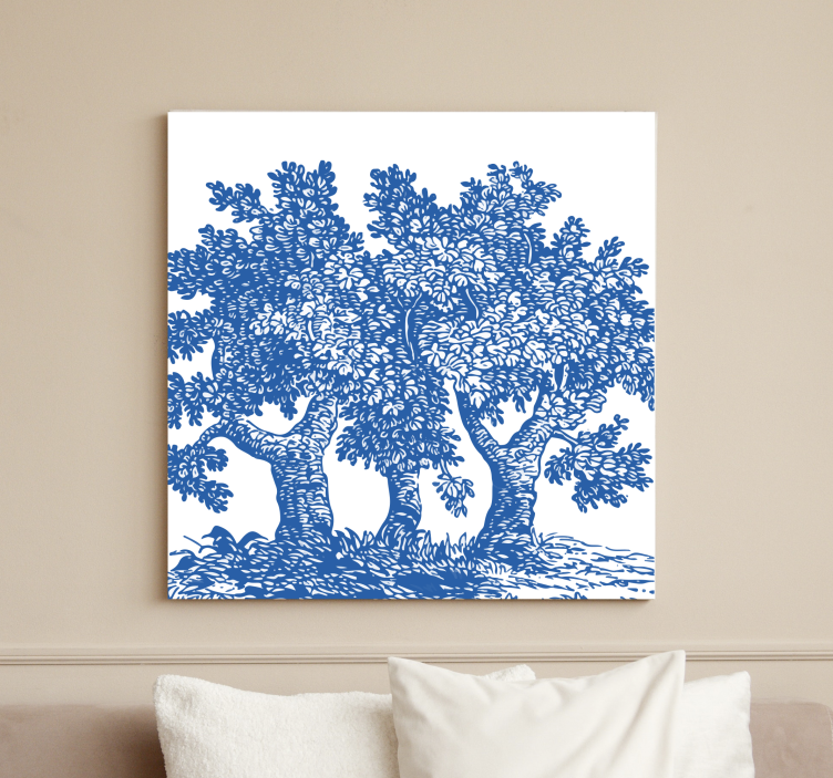 Plavo magično drvo zid umjetničko platno - TenStickers