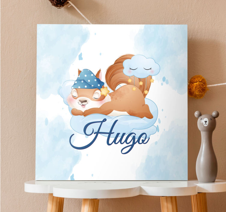 Slatka vjeverica za dječaka s platnom s imenom - TenStickers