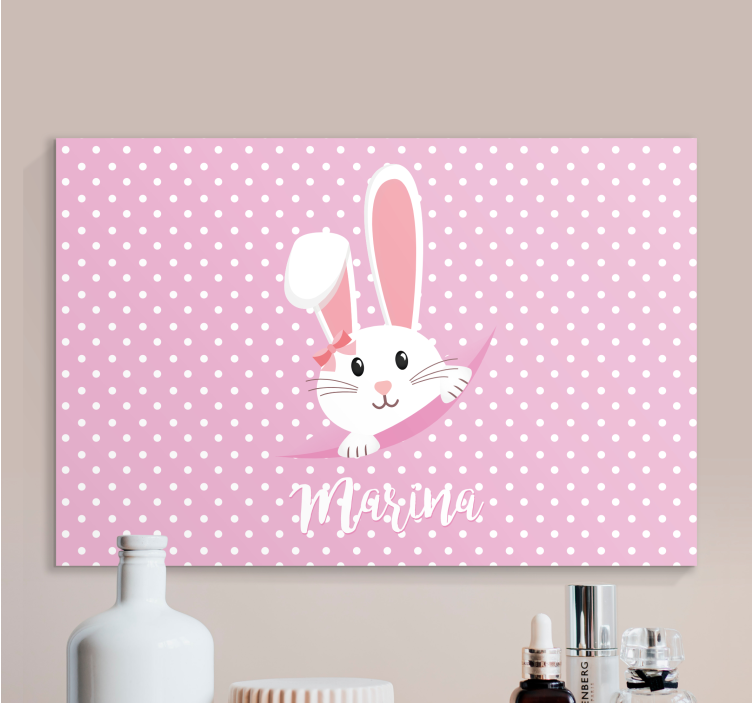 Slatki zečić za djevojčicu s personaliziranim platnom - TenStickers